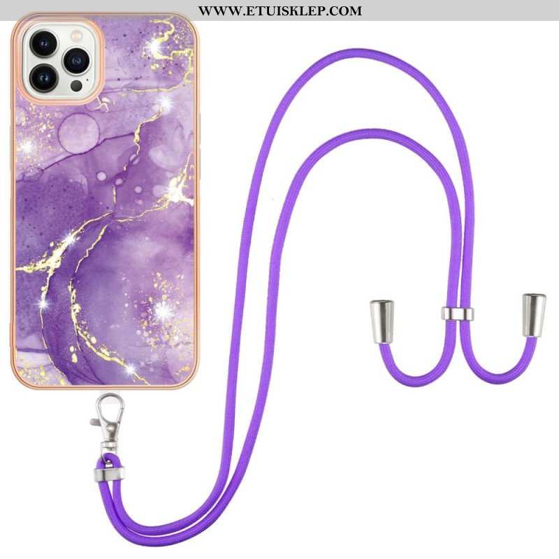 Etui do iPhone 15 Pro Max ze Sznurkiem Sznur Marmurkowy